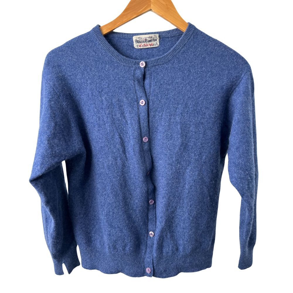 Vintage Women's 100% Cashmere Duncan Cameron Blue button cardigan XL